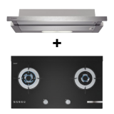(BUNDLE)BOSCH DHI923GSG Telescopic Cooker Hood(90cm) + Bosch PMD82D31AF 2 Burner Gas hob